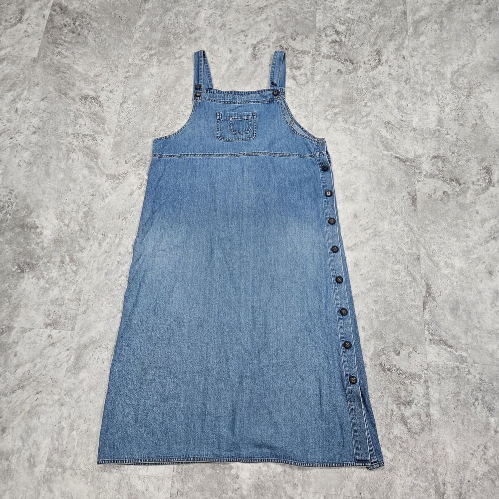 Erika & Co Denim‎ Overall Dress Women's XL Maxi Blue 100% Cotton